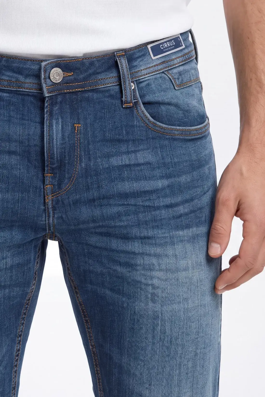 Generated waistband close-up with soft stitching and label