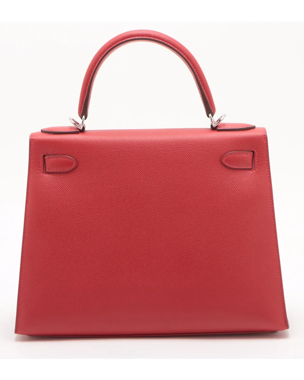 Red leather handbag as originally photographed in the studio
