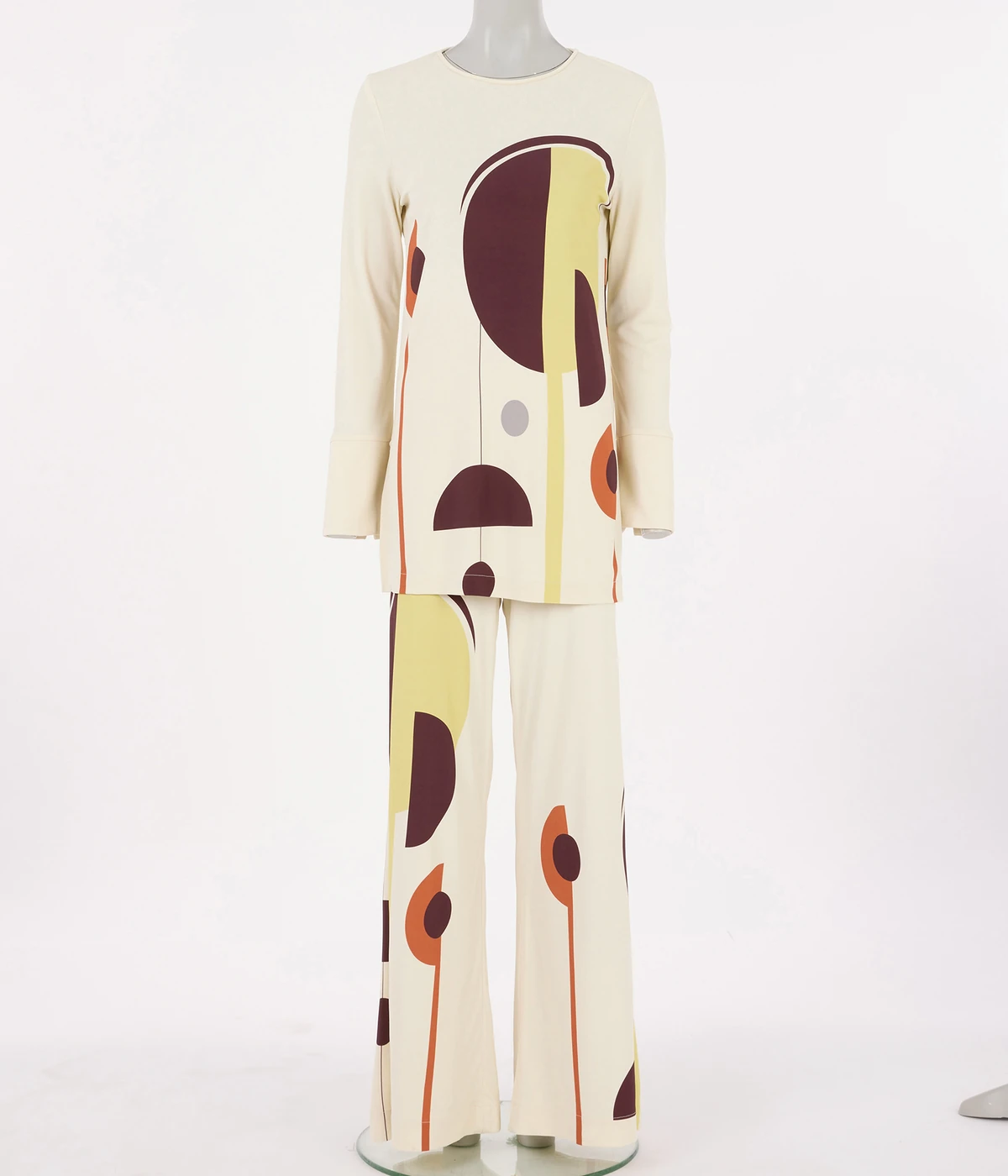 Printed co-ord set on a mannequin before retouching