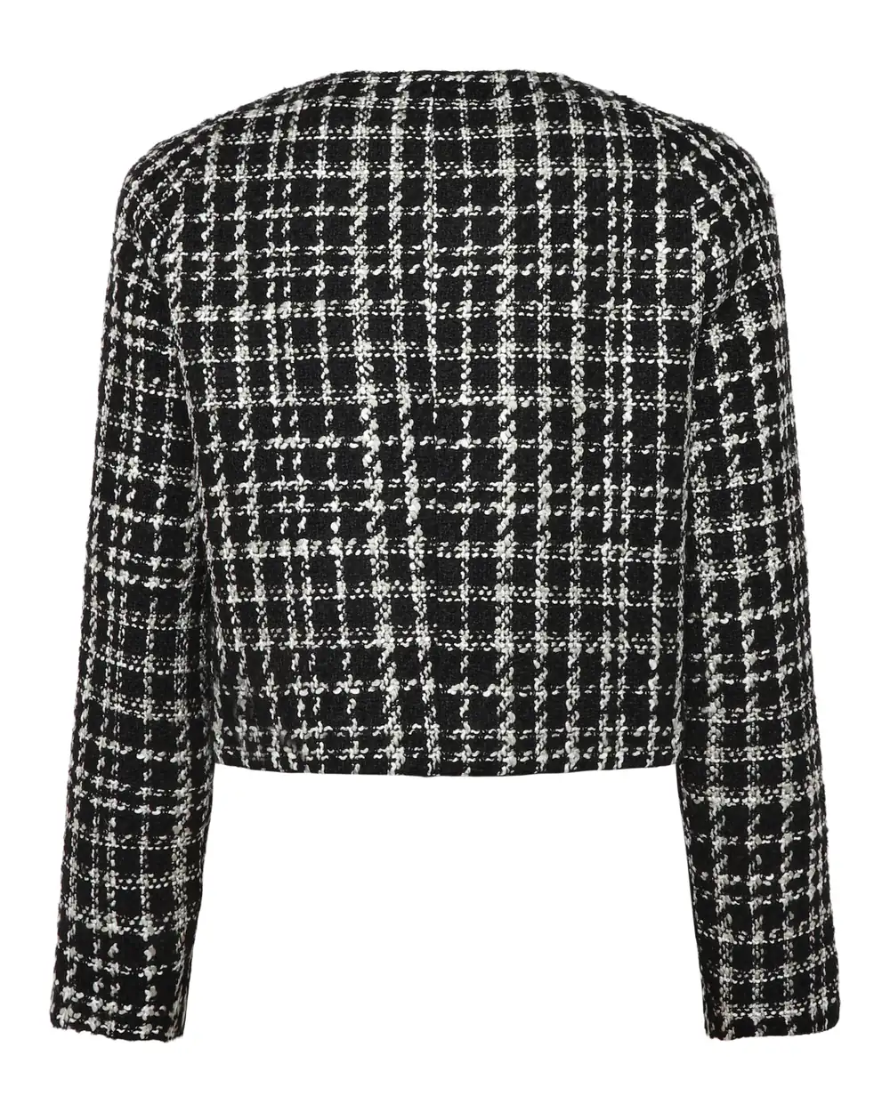 The same jacket after retouching, weave held and cut out on pure white