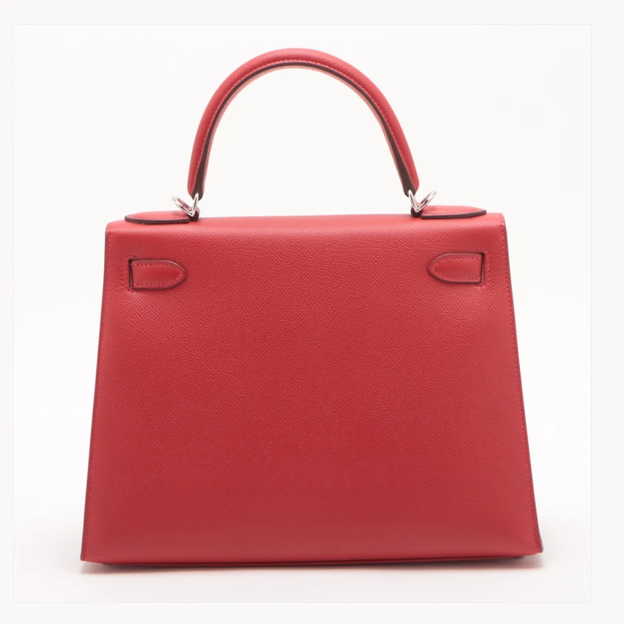 Handbag retouching — red leather top-handle bag