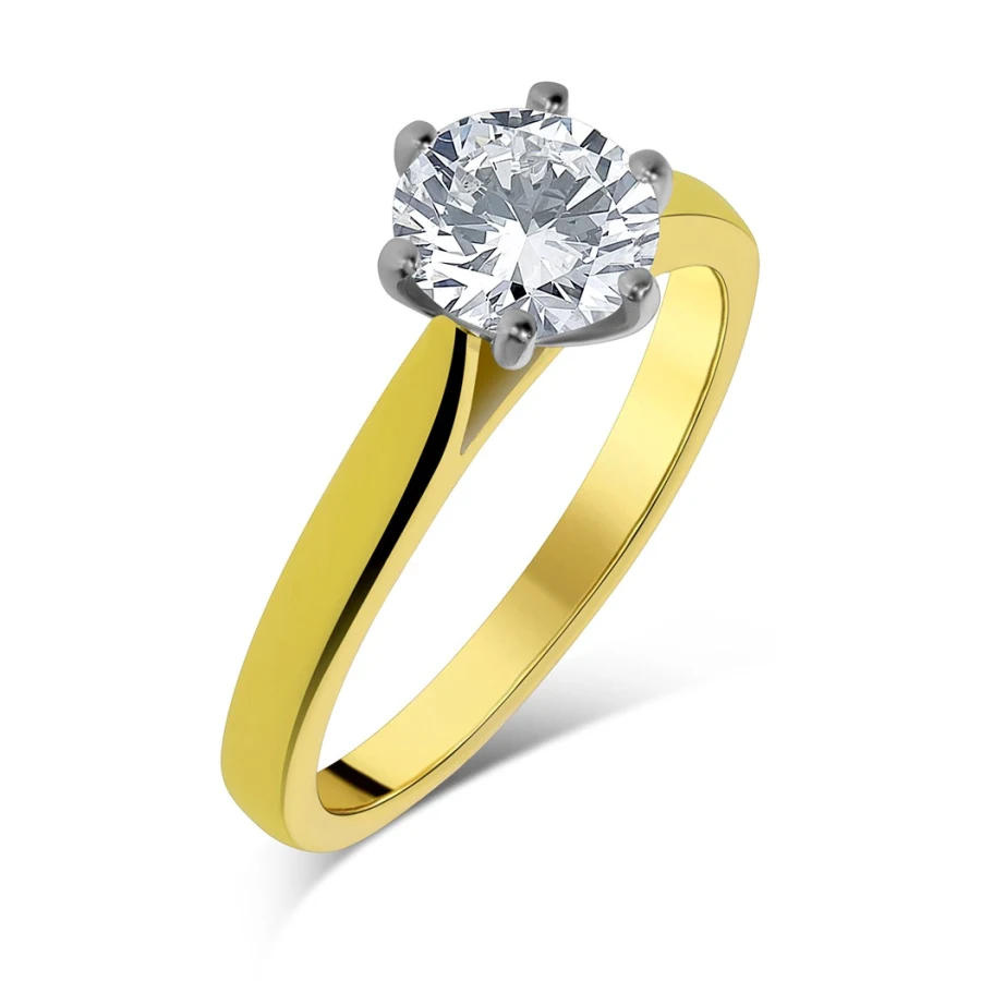 Jewellery retouching — yellow gold solitaire diamond ring