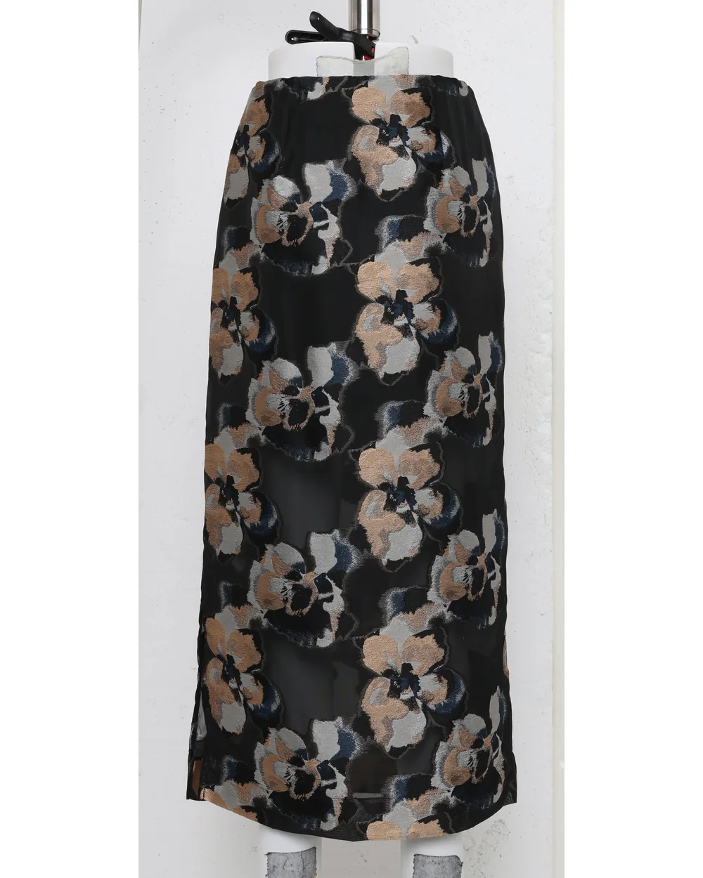 Floral midi skirt as shot on a studio stand